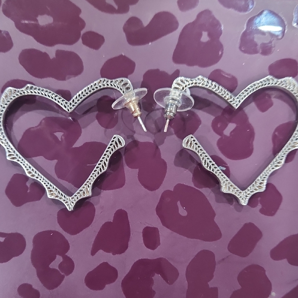 Silver Heart-Shaped Earrings